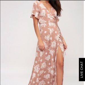 Lulus pink wrap maxi dress (with real pics)